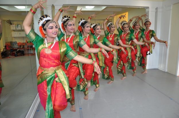 Madhuri Kishore School of Kuchipudi ensemble in classical dance attire